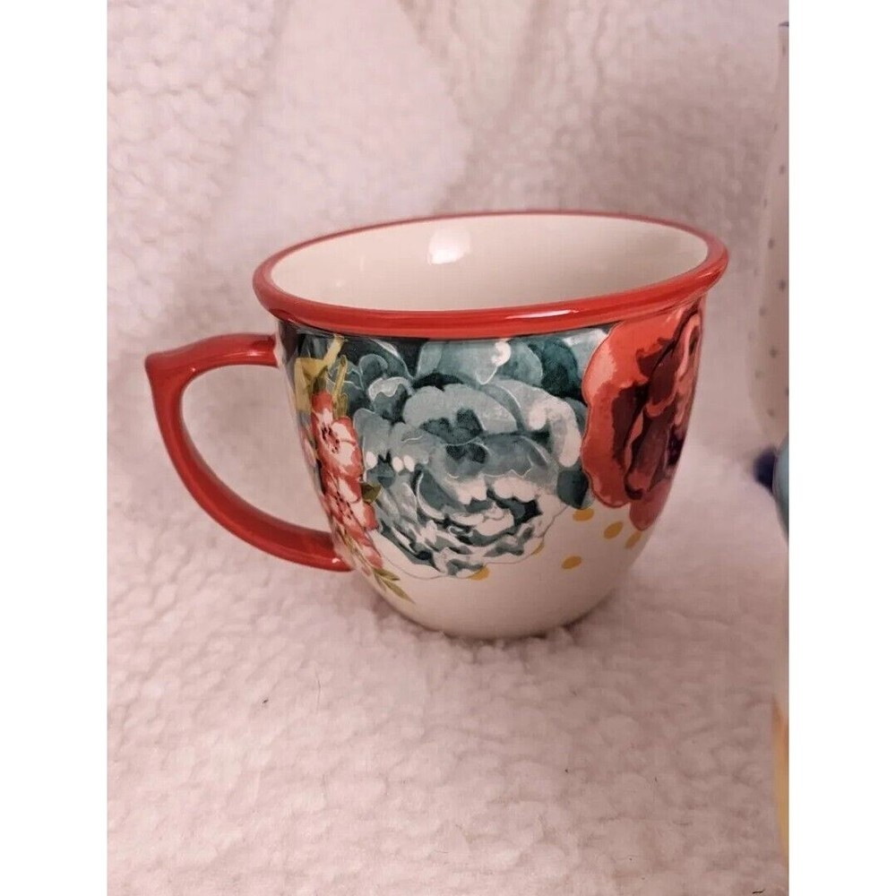 Set of 4 Pioneer Woman Large Country Garden Coffee Mugs /Cups - Picture 6 of 13
